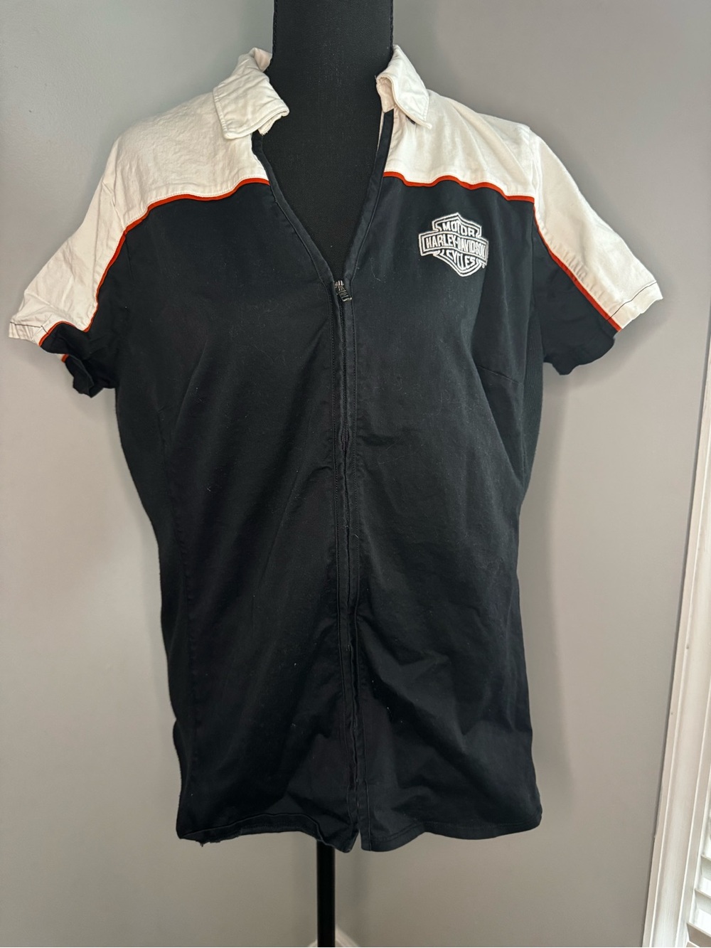 Harley Davidson Colorblock Zip Biker Shirt